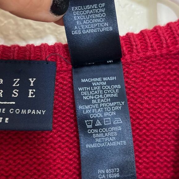 Liz Claiborne Vintage Christmas Sweater Vest Red Knit Embroidered Petite Large - Picture 10 of 12